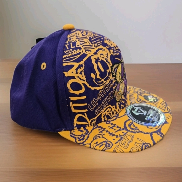 Top Level Kids Snapback Hat Purple Gold Bear Graphic Limited Edition Cap - Picture 3 of 10